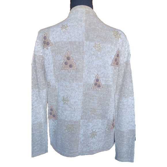 CHRISTOPHER & BANKS Cream Colored Embroidered Holiday Cardigan Women's Small Y2K - Picture 3 of 5